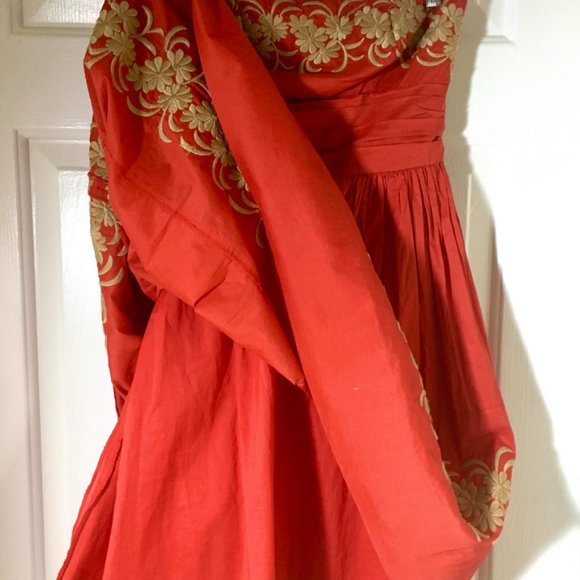 Beautiful Embroidered Red Strapless Dress! - Picture 5 of 7